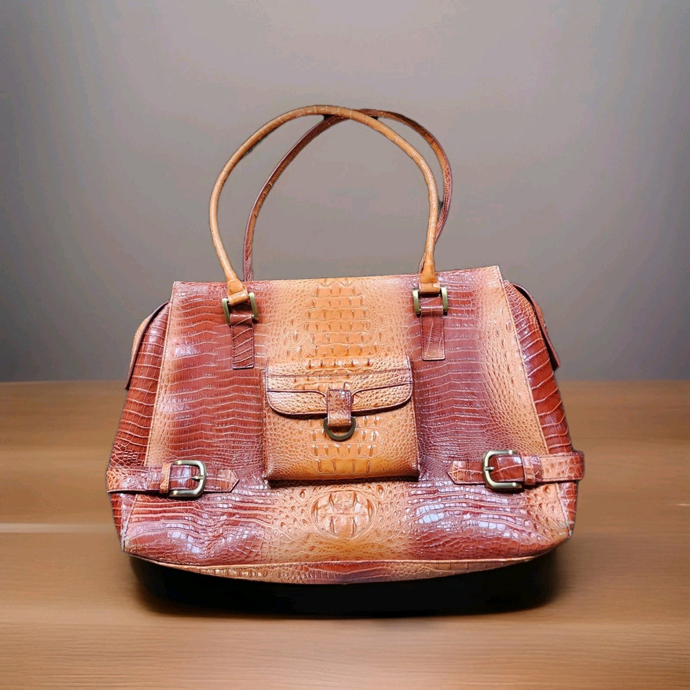 VTG Charlie Lapson Vercelli Couture Genuine Leather Crocodile-embossed Briefcase